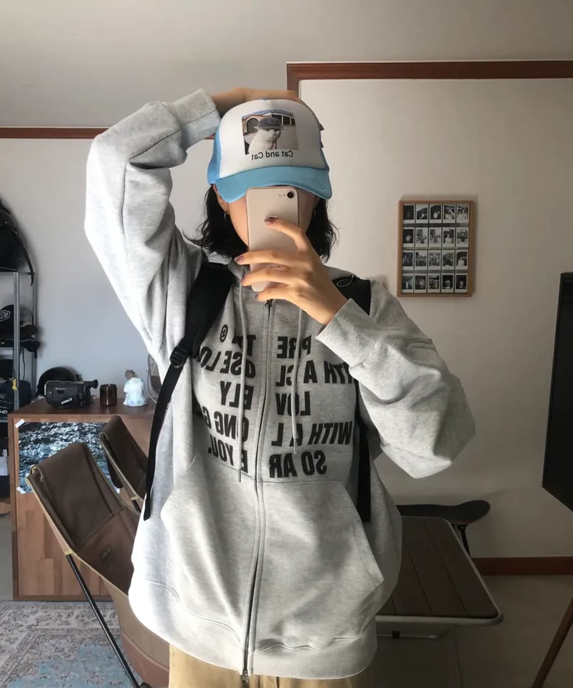 어라이트앵글 고양이 볼캡 하늘색 상품이미지2
