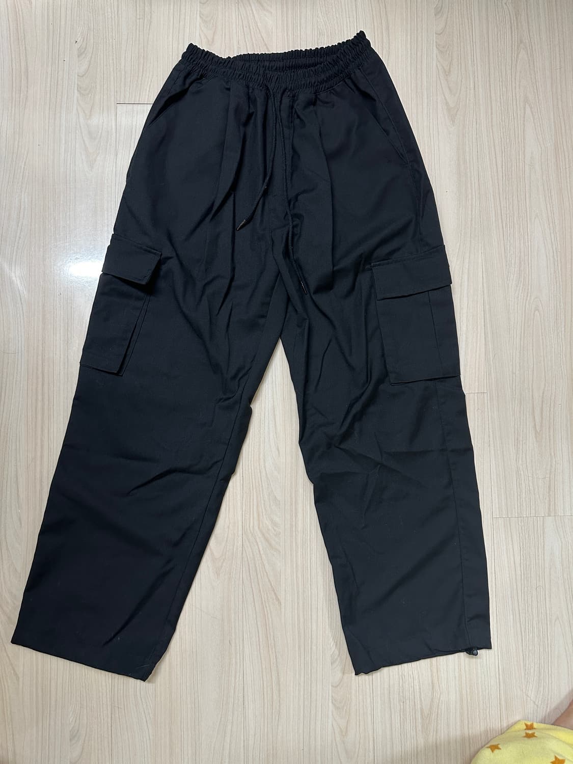 [M] 낫포너드 와이드 스트링 카고 슬랙 팬츠 블랙 상품이미지4