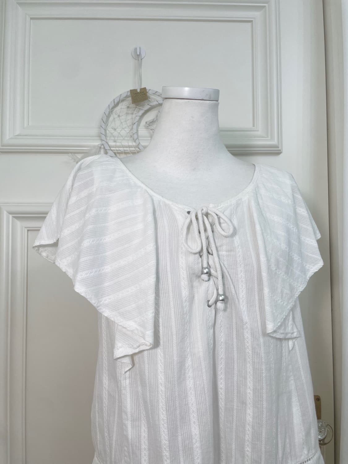 white cotton lace-up point blouse 상품이미지6