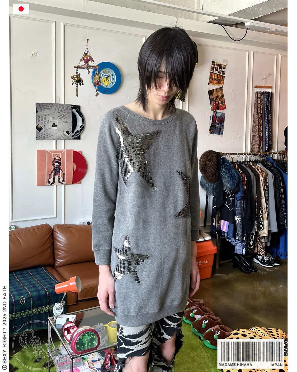 MADAME HINA Spangle Star Long Sweatshirt 상품이미지1