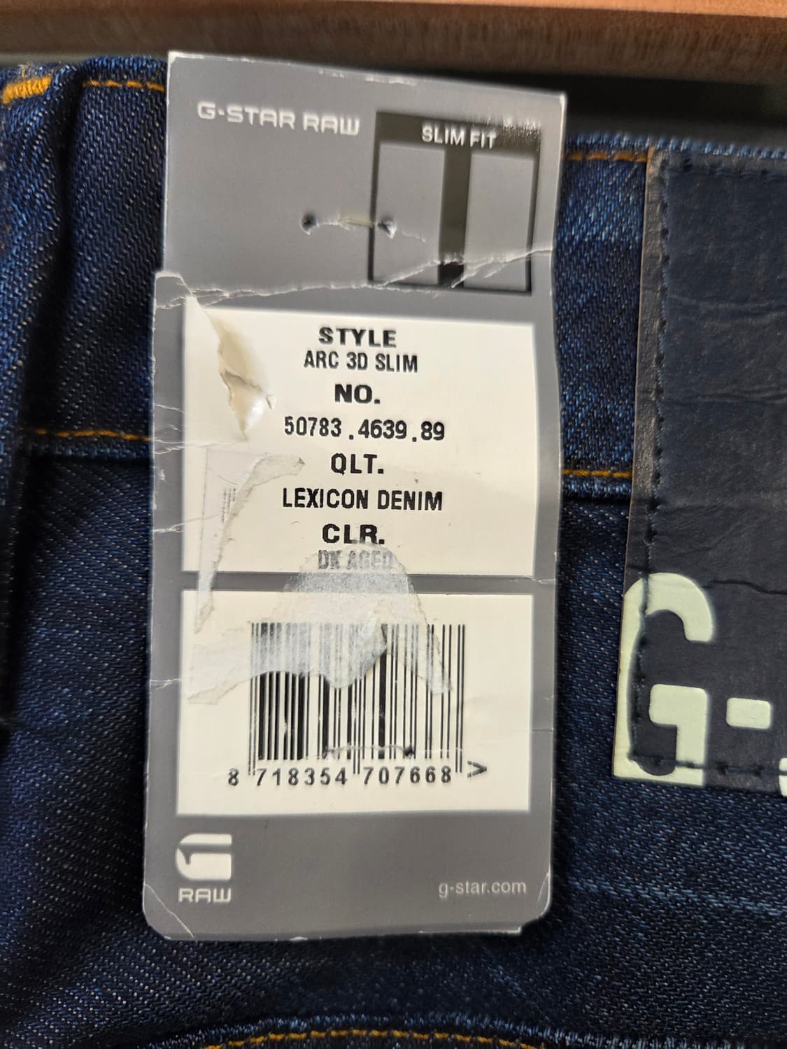 G-Star RAW ARC 3D다크 데님 롤업 청바지(W28/L30) 상품이미지7