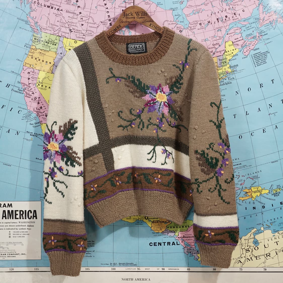 1989s Berek 플로럴 자수 핸드메이드 니트 상품이미지2