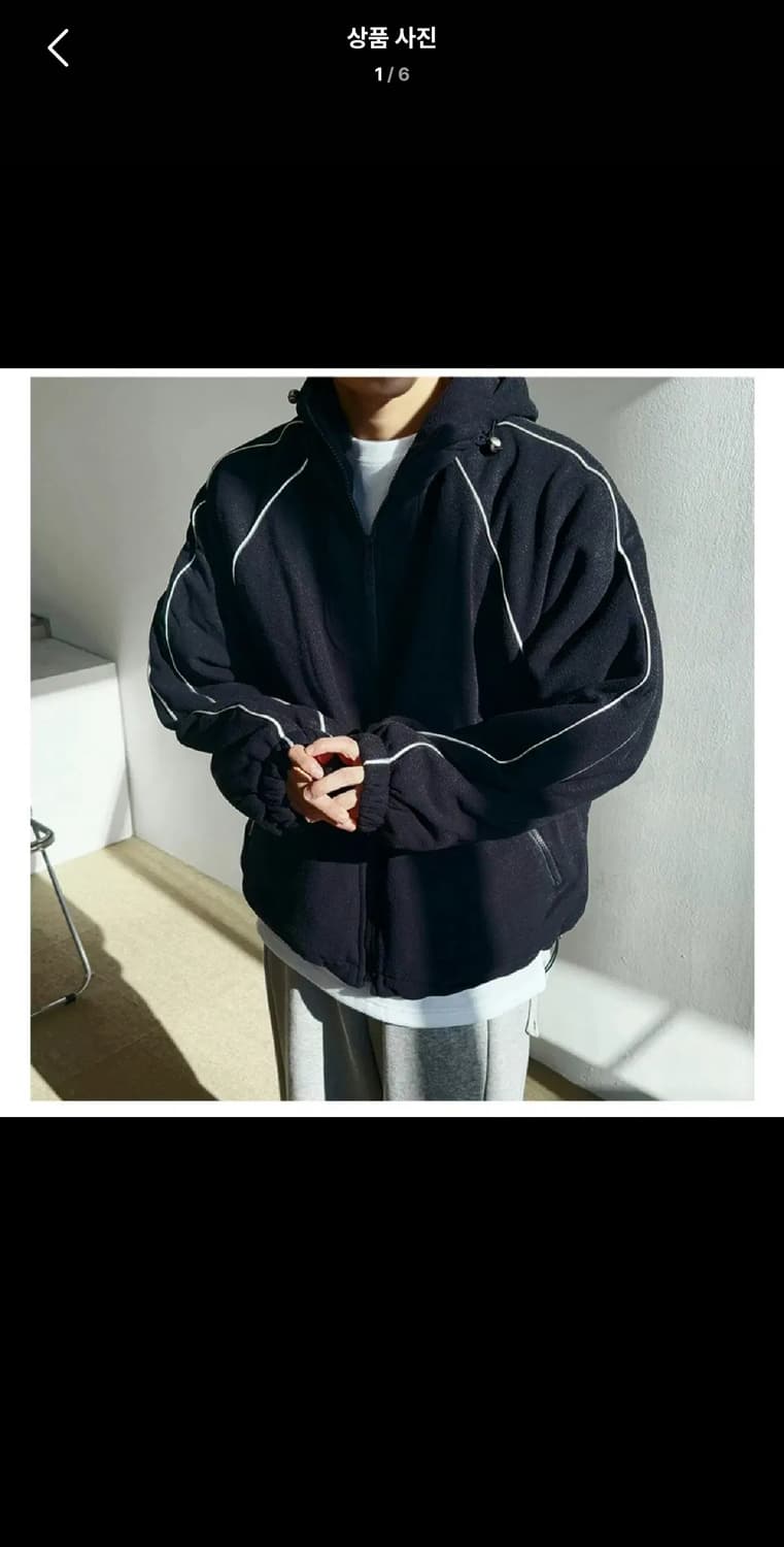 Free / 블랙 ) 오버핏 후드집업 후리스 자켓 상품이미지1