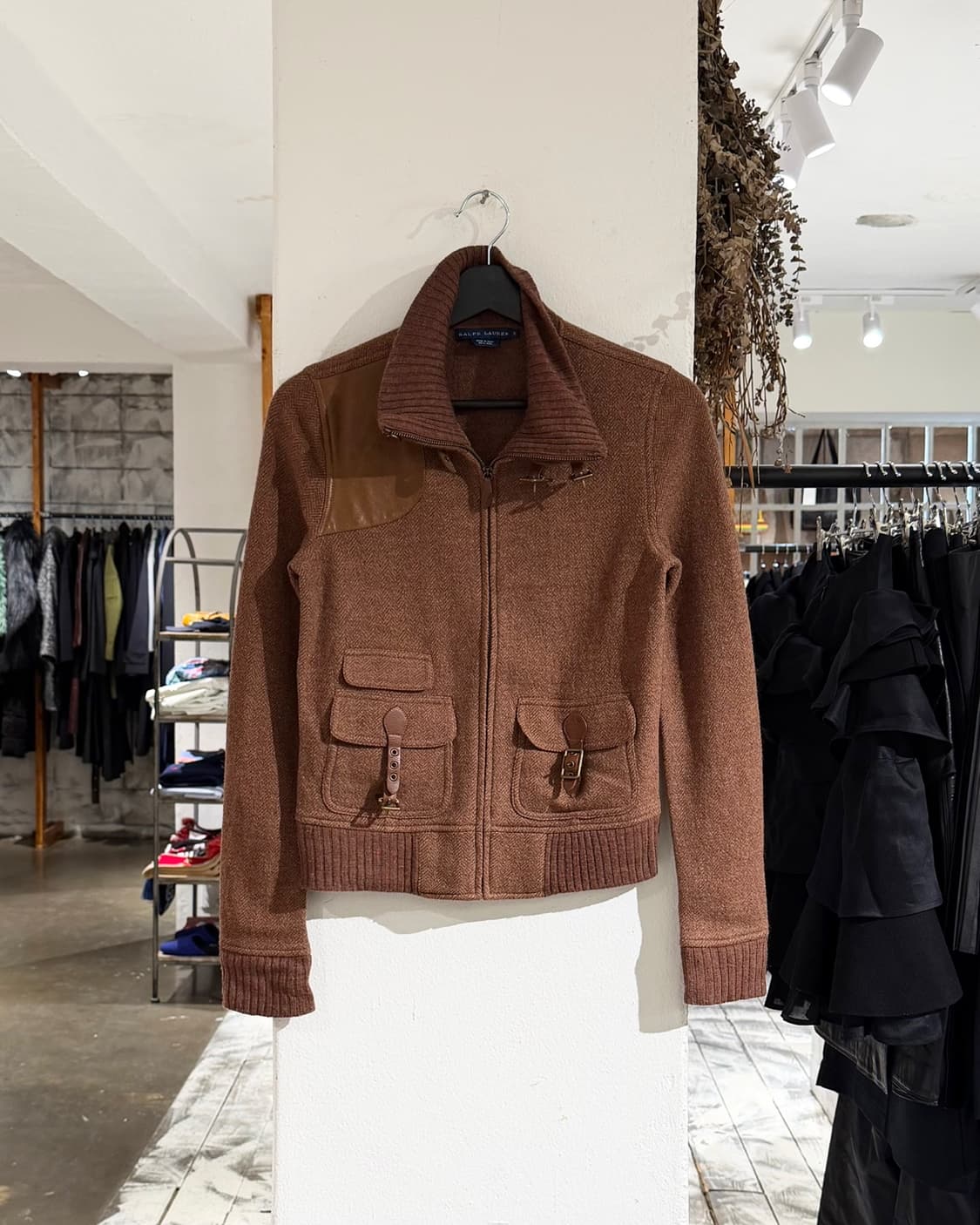 랄프로렌 브라운 우먼스 울 하이넥 집업 상품이미지1