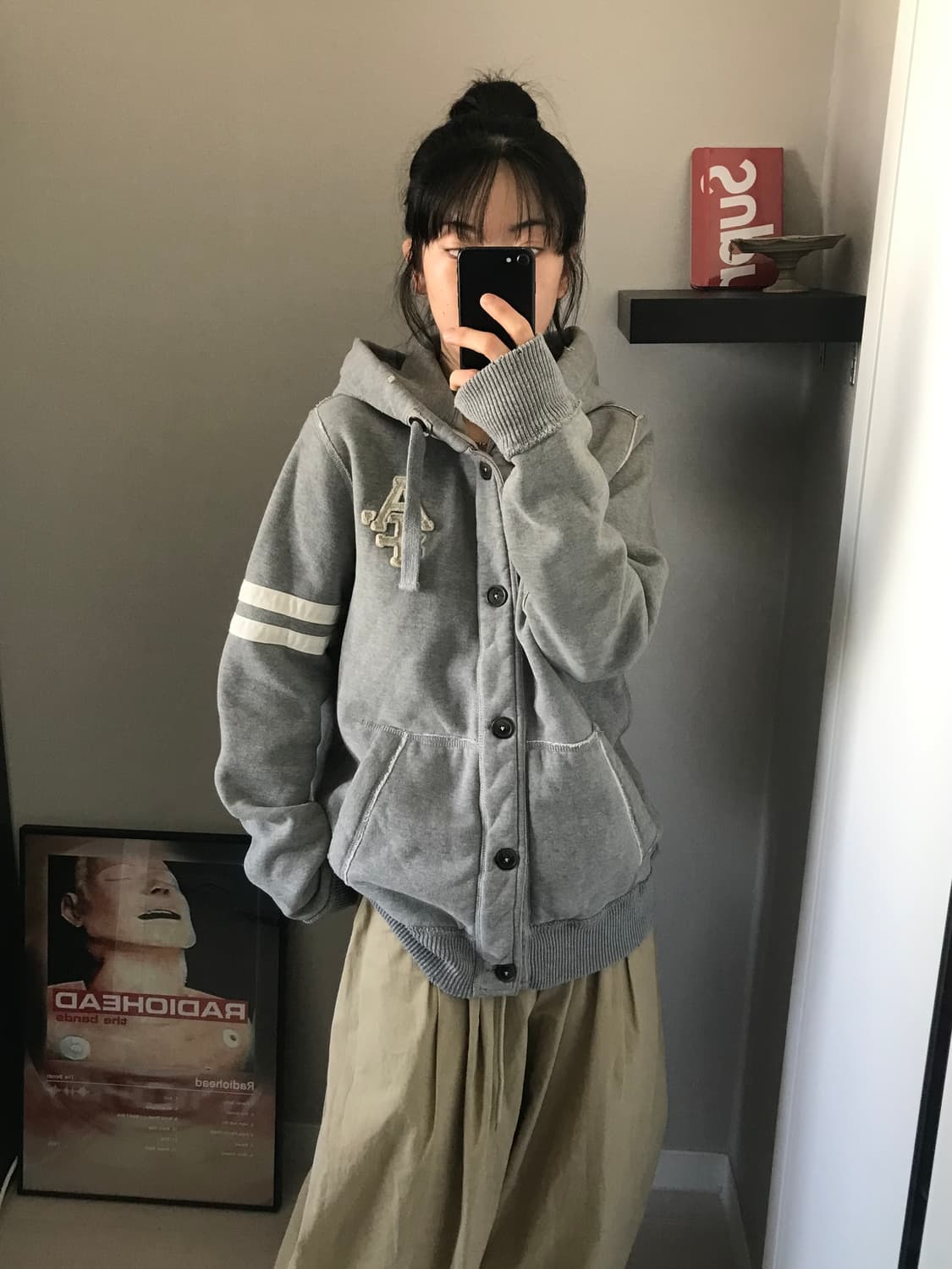 아베크롬비 자수로고 버튼 헤비써멀 후드집업 상품이미지3