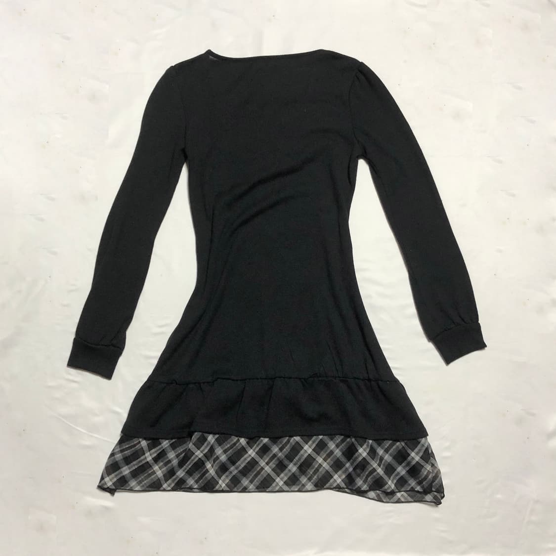 체크 리본 로걀 니트 원피스 상품이미지3