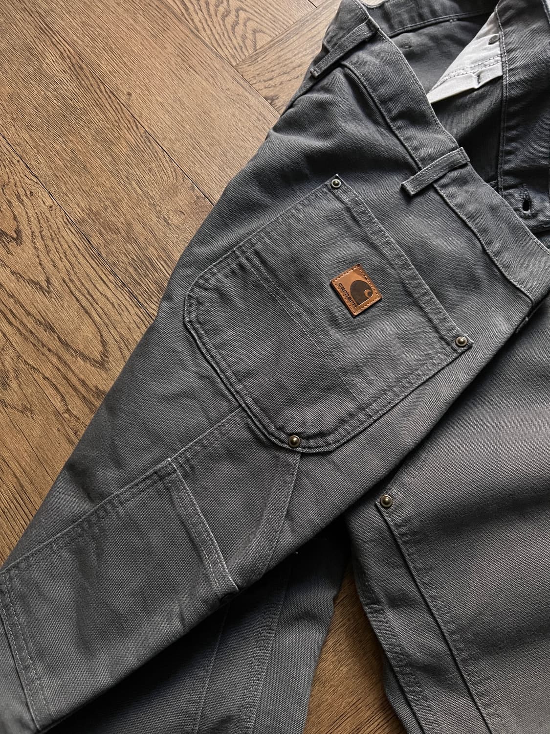 [40]칼하트 USA 그레이 더블니 캔버스 워크팬츠 상품이미지6