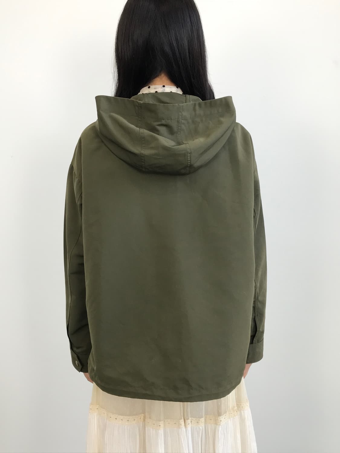 'GU' Olive Green Hooded Short Jacket 상품이미지4