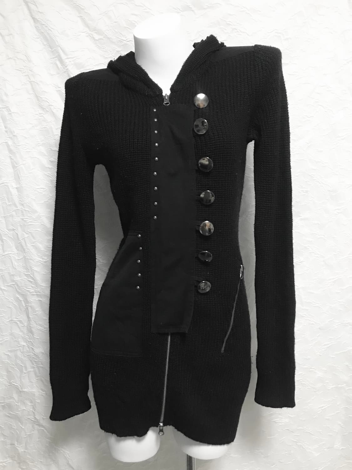 택포•빈티지 black peace now 펑크 고딕 투웨이 롱 후드 집업 상품이미지1