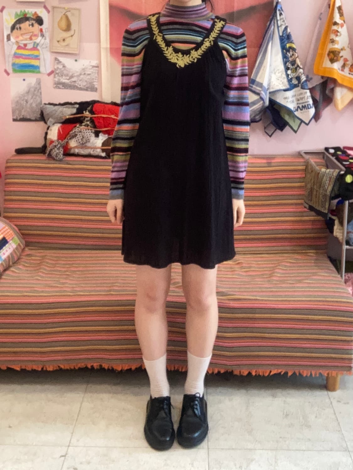 알록달록 무지개 하프넥 스트라이프 니트 상품이미지1