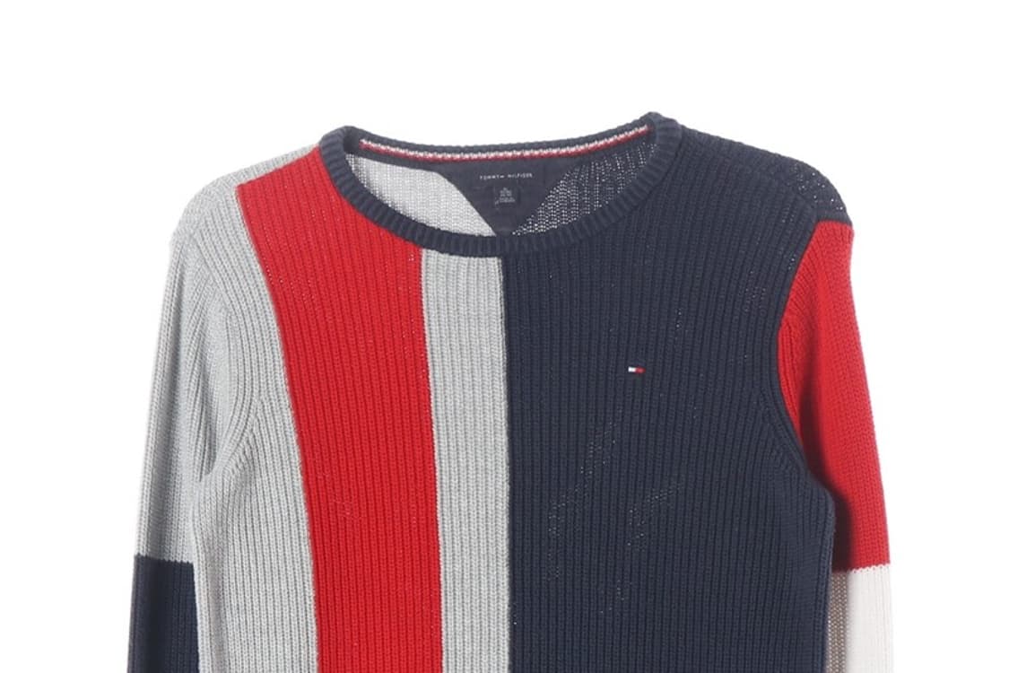 타미힐피거 90s 올드스쿨 컬러블록 코튼 니트 스웨터 XL 16-18 상품이미지3
