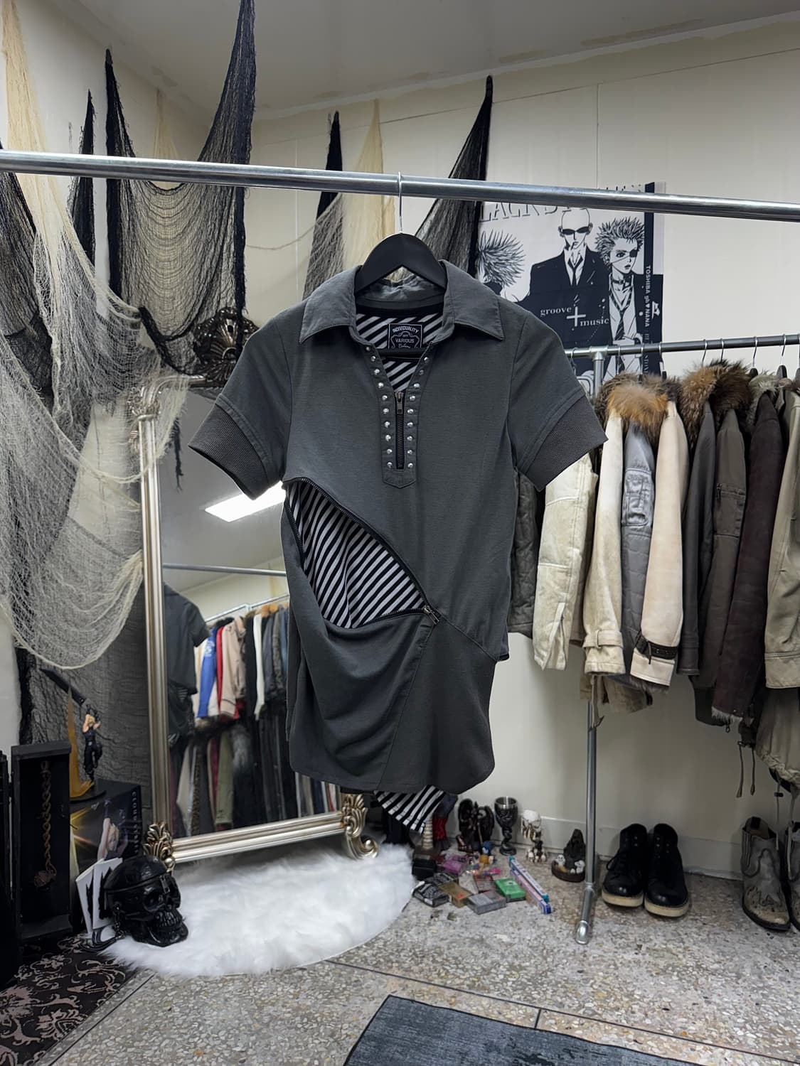 Japanese vintage zipper layered pk top 상품이미지1