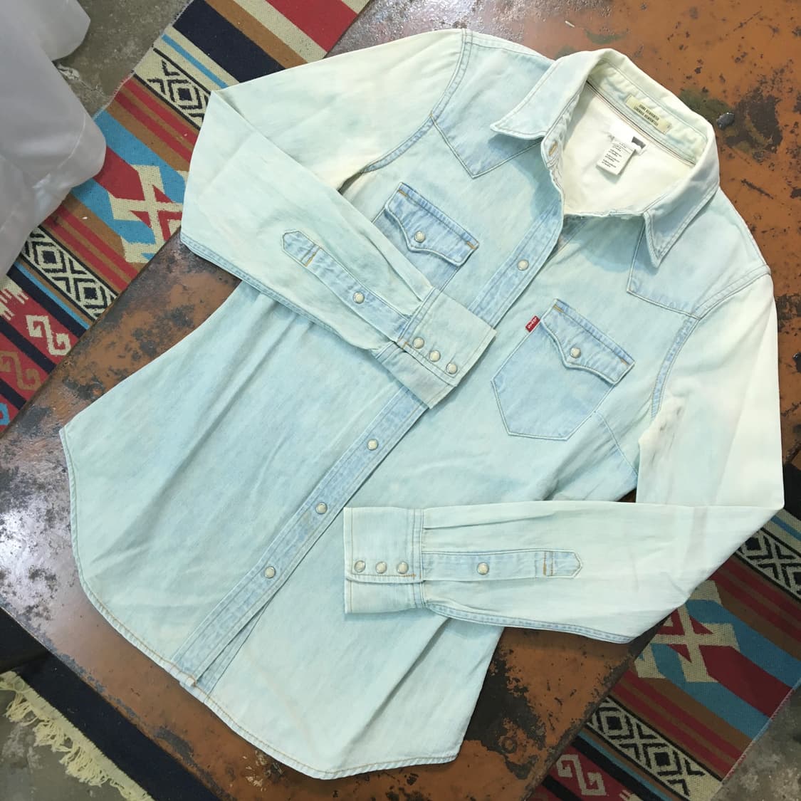 리바이스 그린 톤 연청 데님 웨스턴 셔츠 남성 97 여성 55 66 상품이미지2