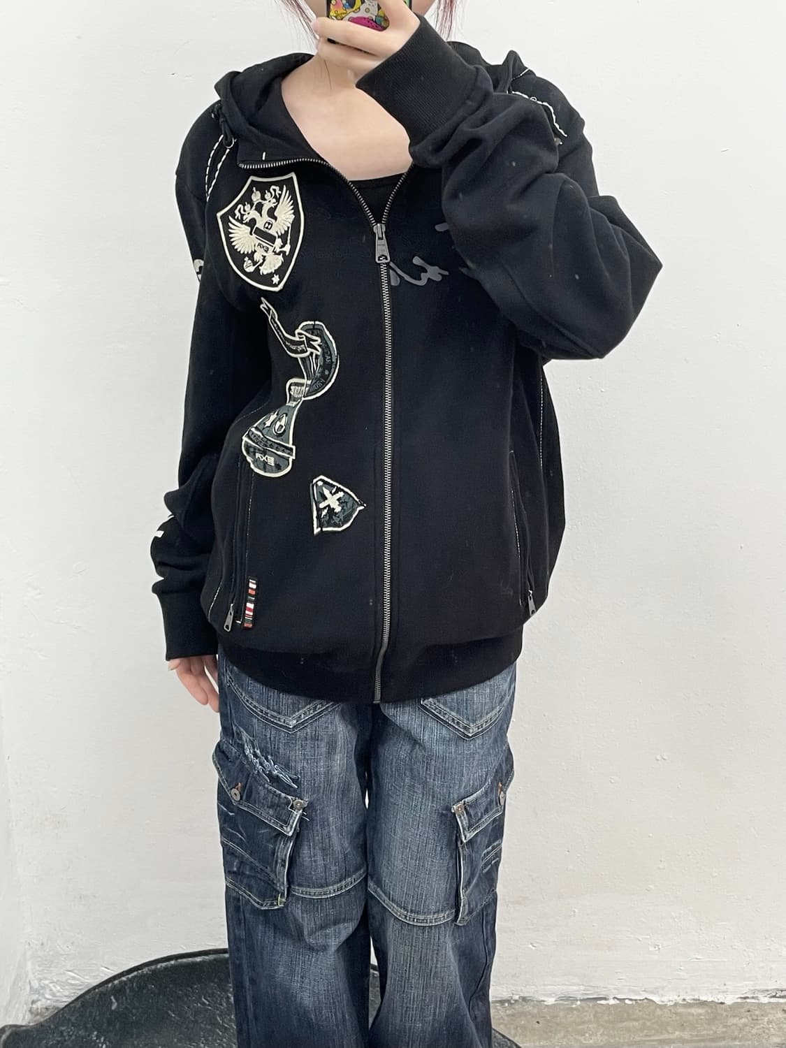 exr 패치 자수 스티치 후드집업 상품이미지9