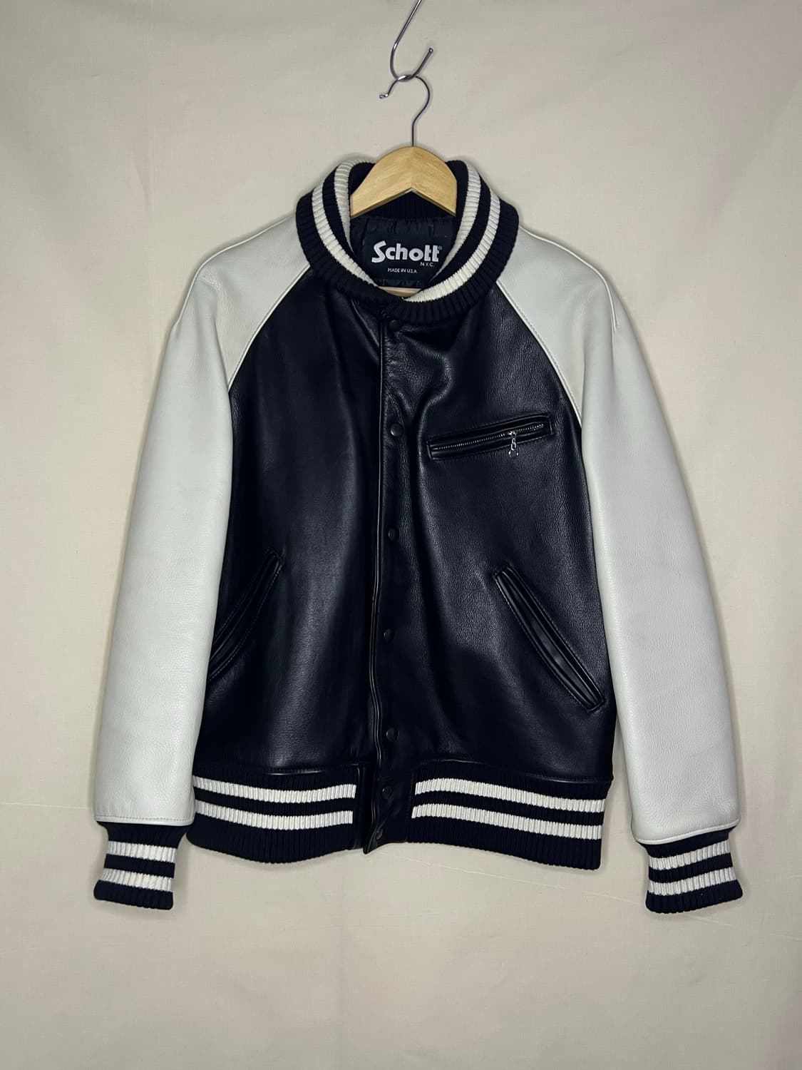 준야와타나베 맨 x 쇼트 schott 카우 레더 스타디움 바시티 자켓 상품이미지3