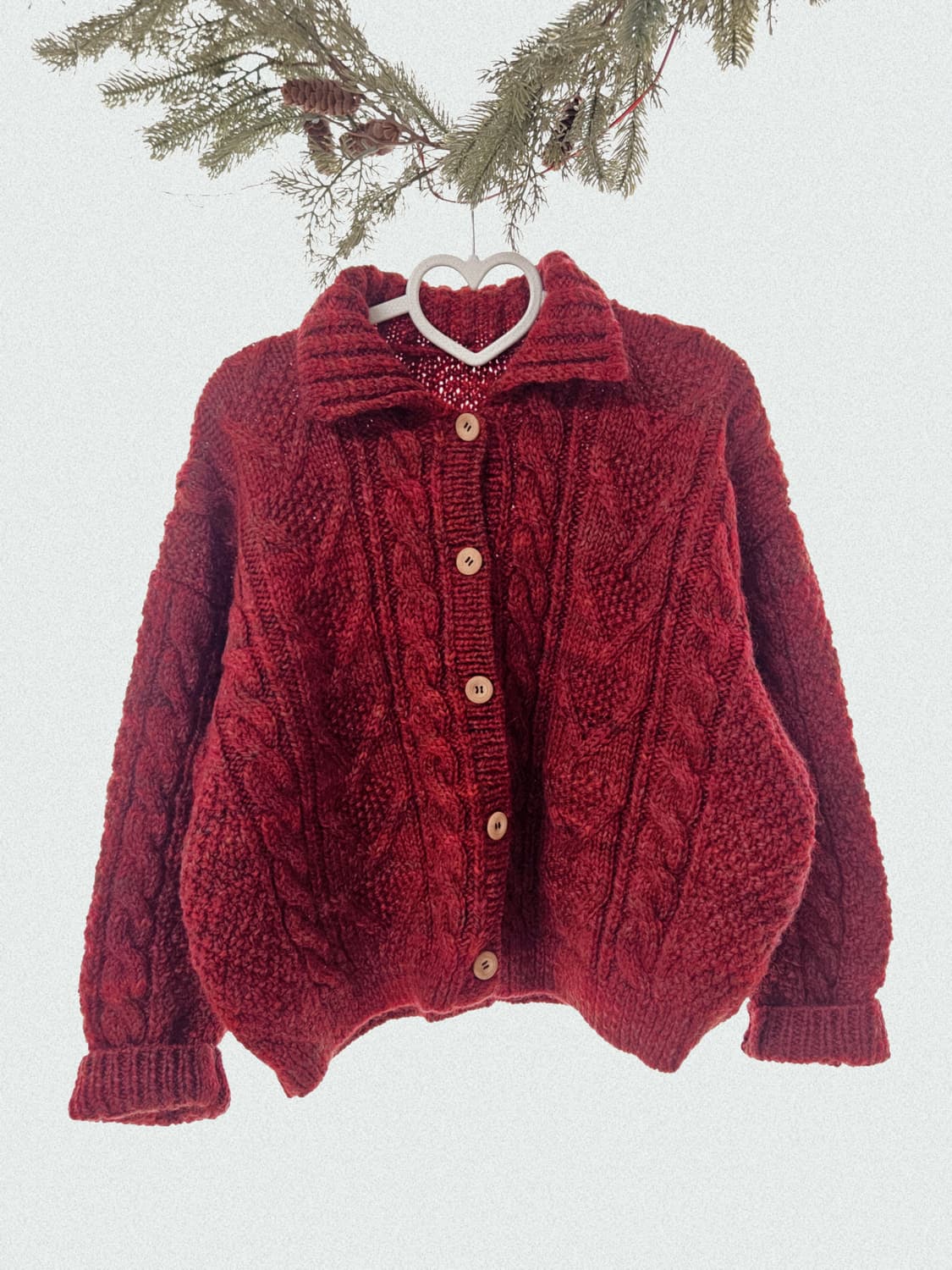 꽃소녀빈티지 크리스마스 레드 니트가디건 상품이미지1