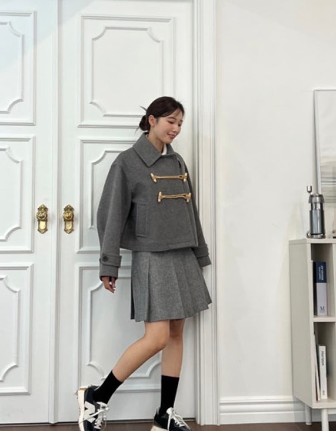 앳코너 캐시미어혼방 오버핏 토글 크롭 코트 상품이미지1