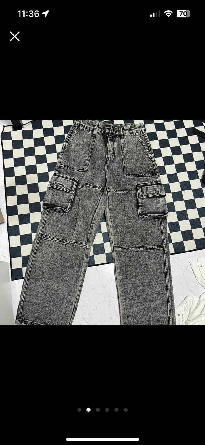 무신사 이스트쿤스트 와이드 워싱 카고 블랙데님 팬츠 S 상품이미지2