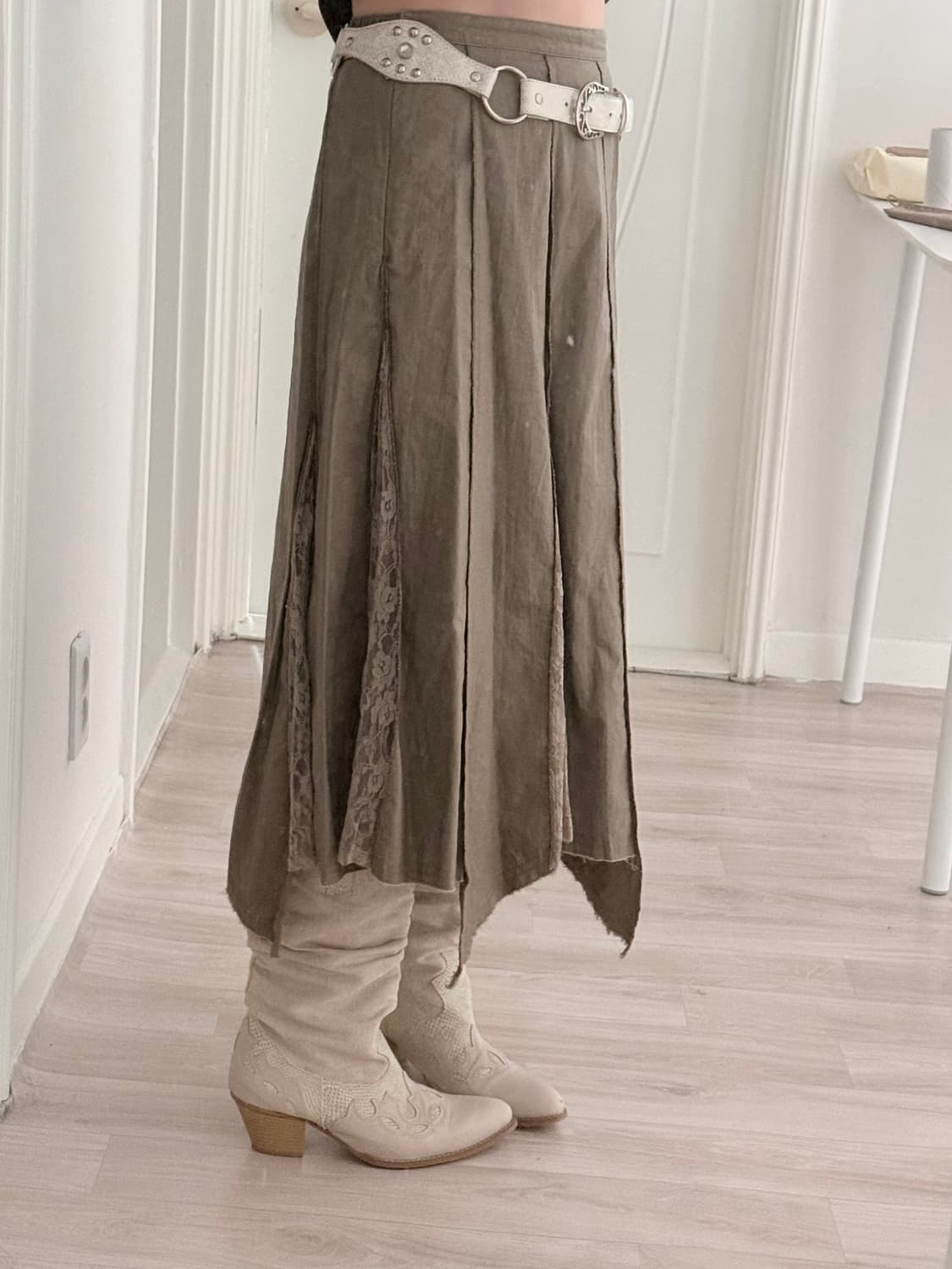 빈티지 오리엔탈 카키브라운 롱스커트 상품이미지4