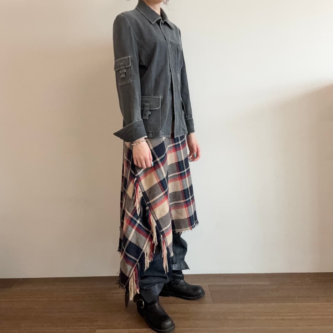 Checkered Scarf Skirt 상품이미지3