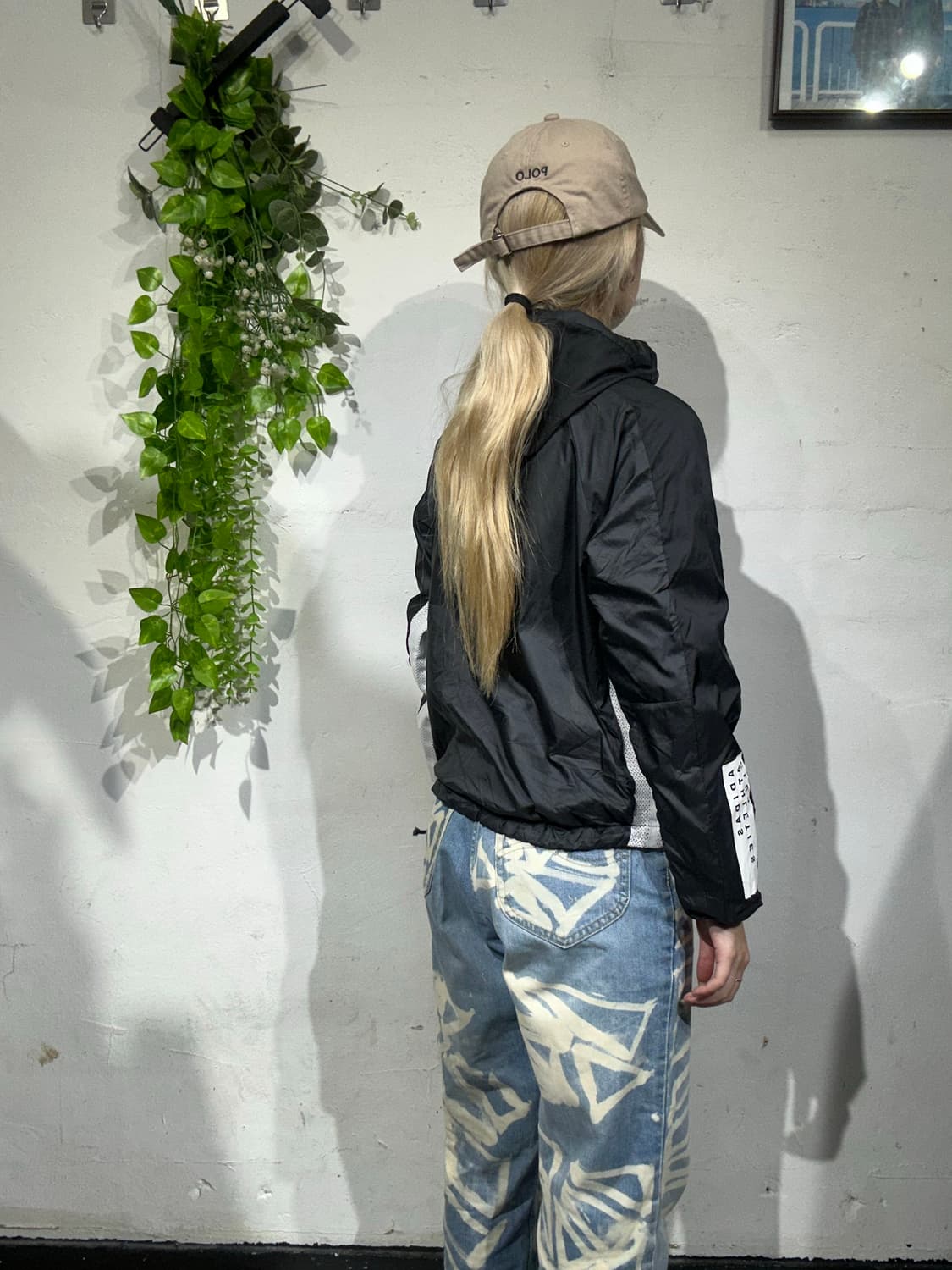 아디다스 블랙 화이트 로고 후드 바람막이 자켓 S 상품이미지3