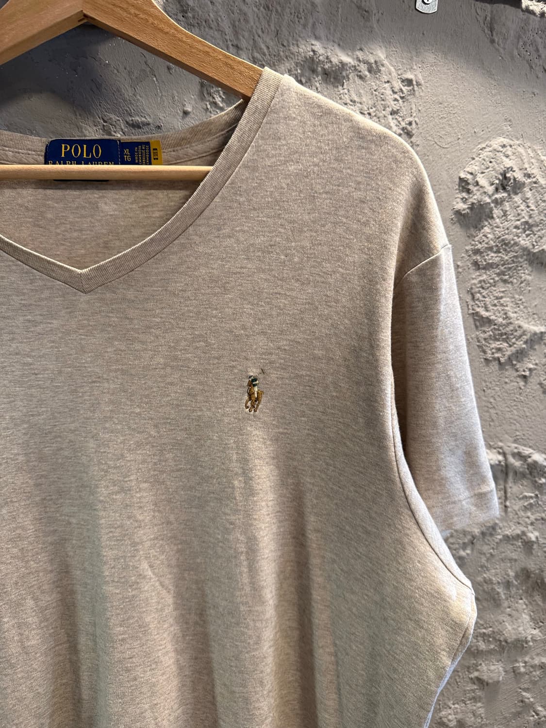 XL 폴로 랄프로렌 POLO 커스텀 브이넥 반팔 티셔츠 베이지 상품이미지3