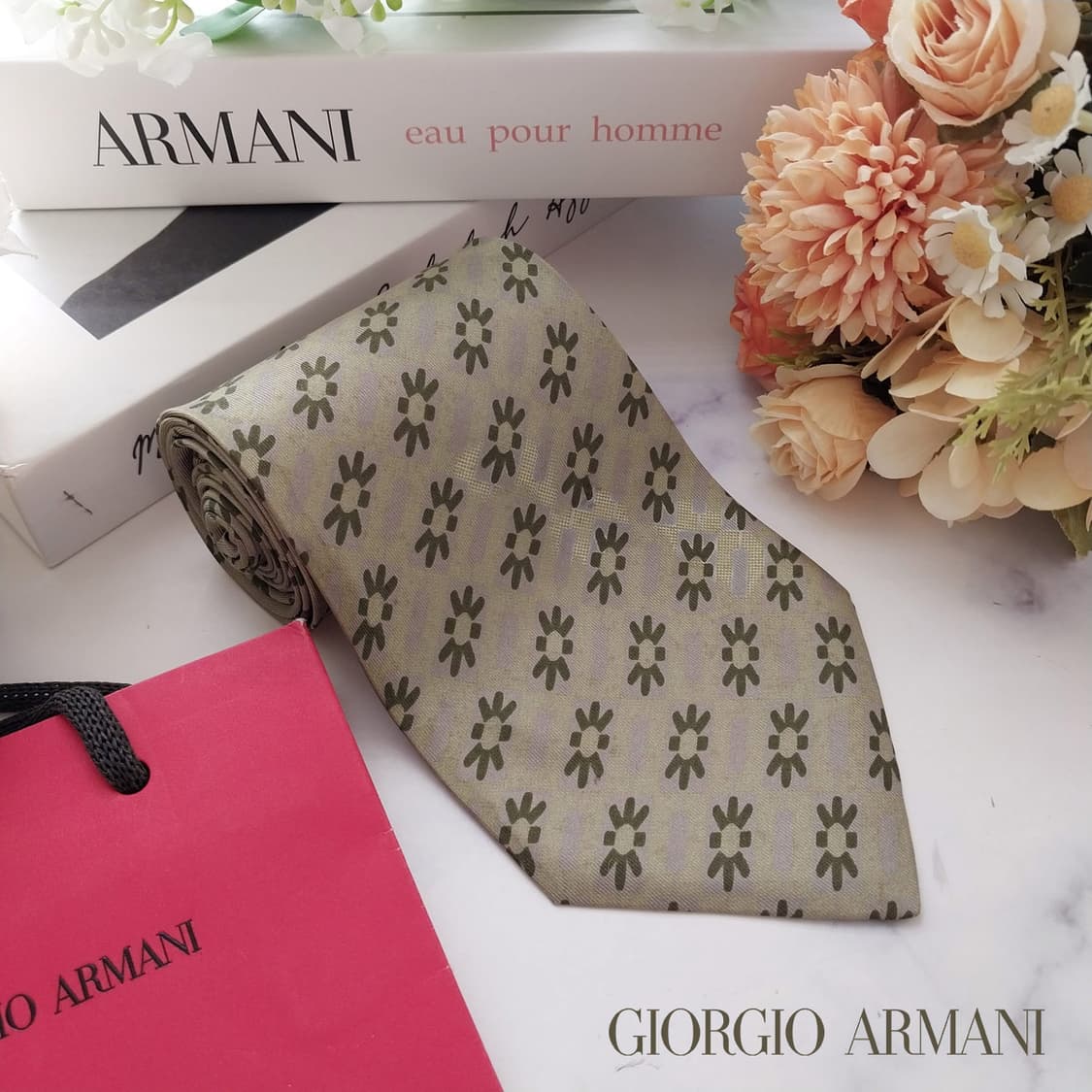 조르지오 아르마니 실크 패턴 넥타이 10.1cm A등급 K2078 상품이미지2