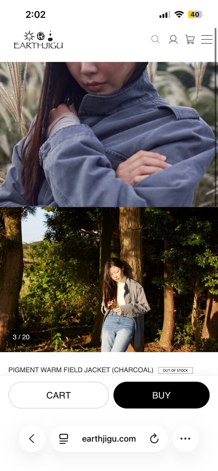 어스지구 피그먼트 웜 필드 자켓 차콜 상품이미지2