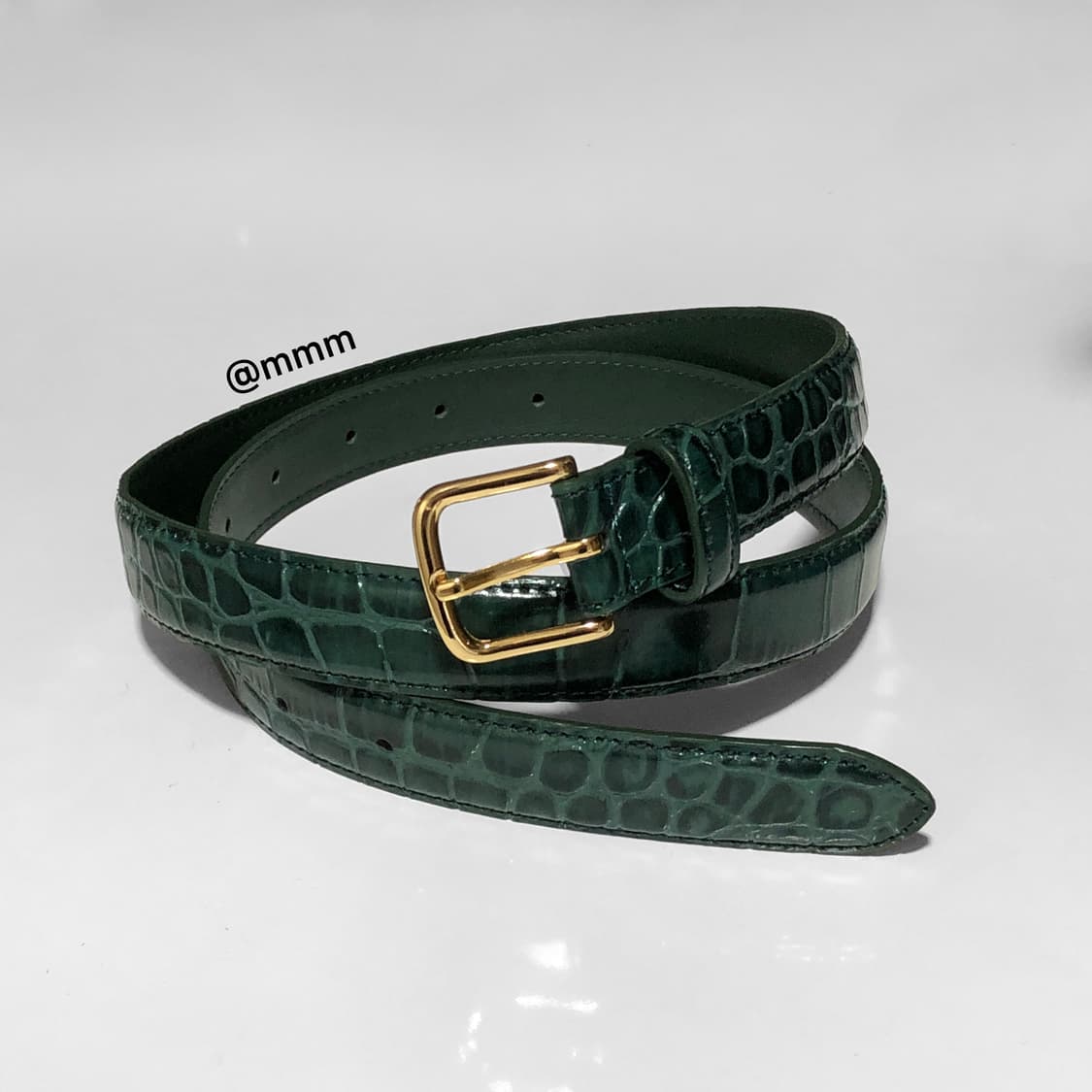 [Unisex] 크로커다일 골드버클 가죽 벨트 상품이미지1