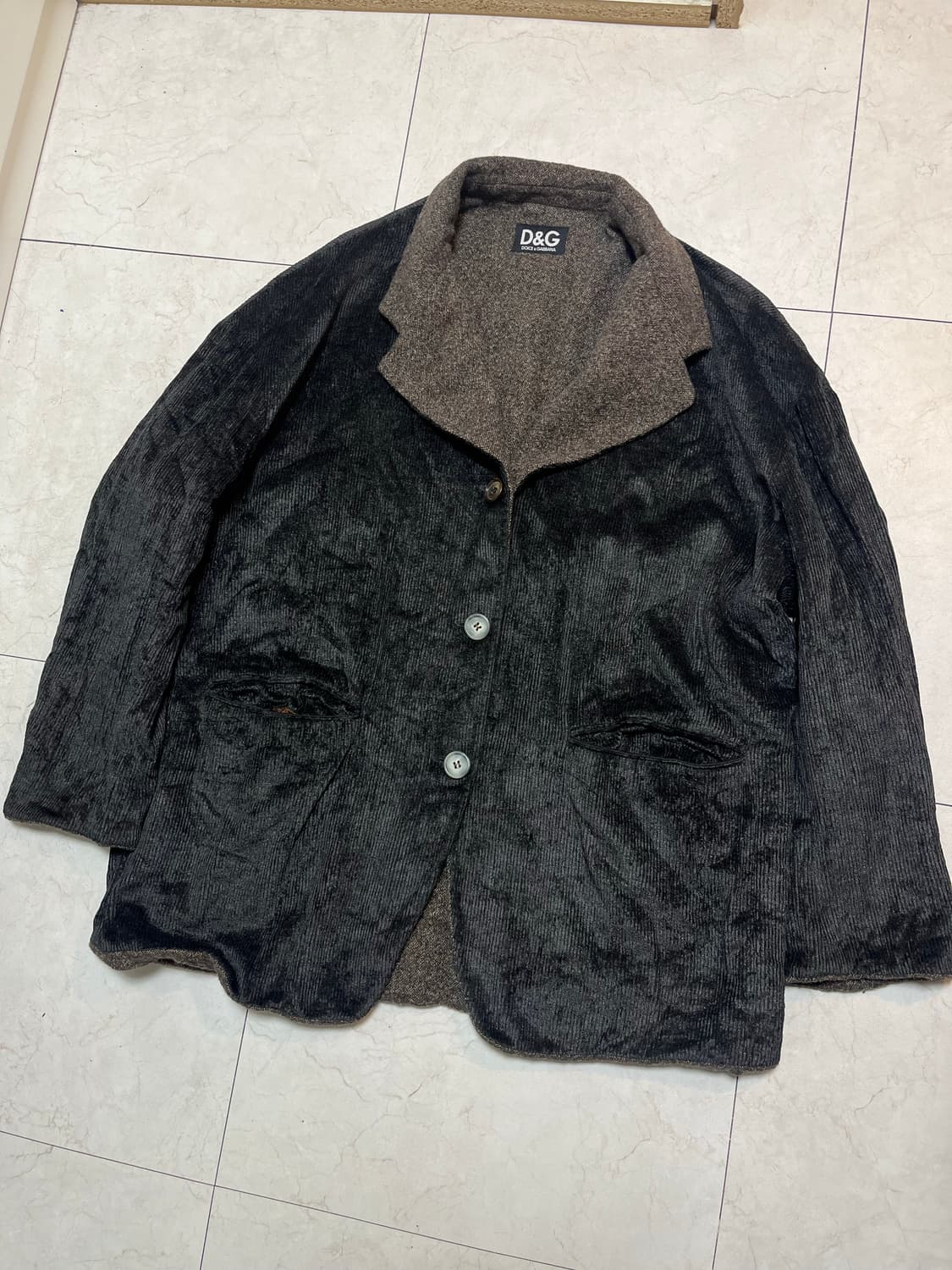 90s 돌체앤가바나 리버시블 울 코듀로이 쓰리 버튼 자켓 xl 상품이미지5