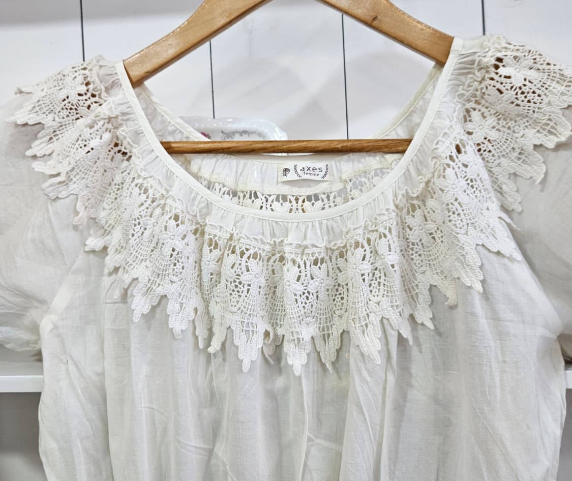 엑시즈팜(Axes Femme) 아이보리 레이스 티어드 원피스 상품이미지4