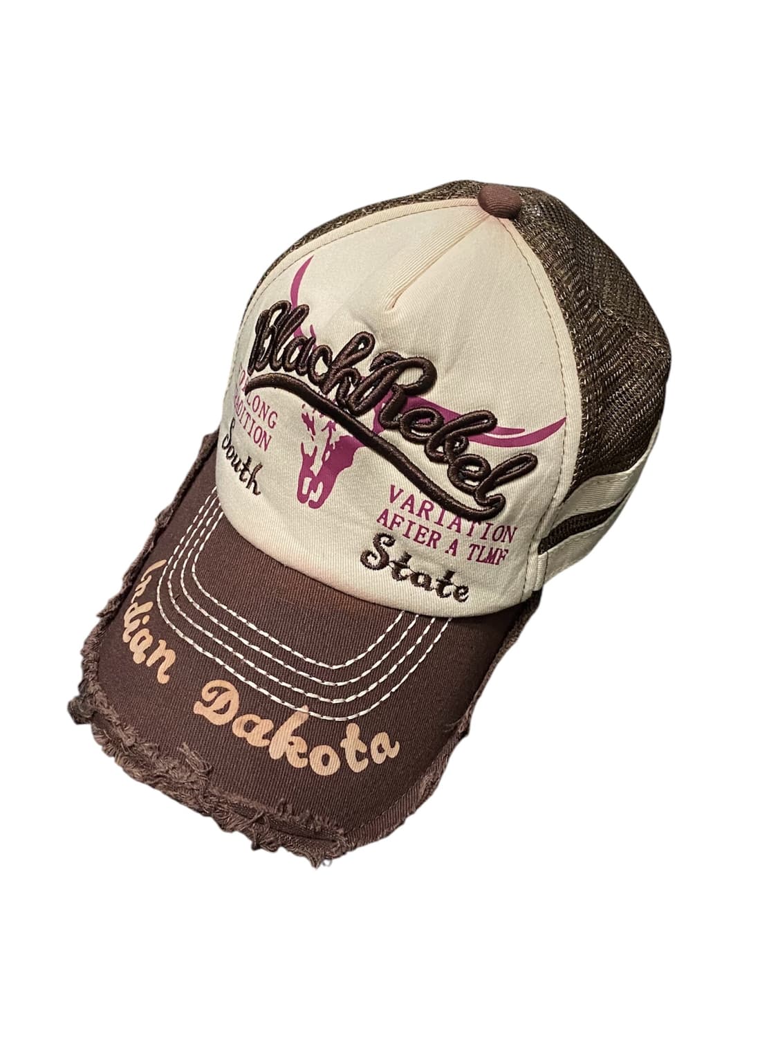 Japanese vtg y2k 자수 브라운 트러커캡 상품이미지2