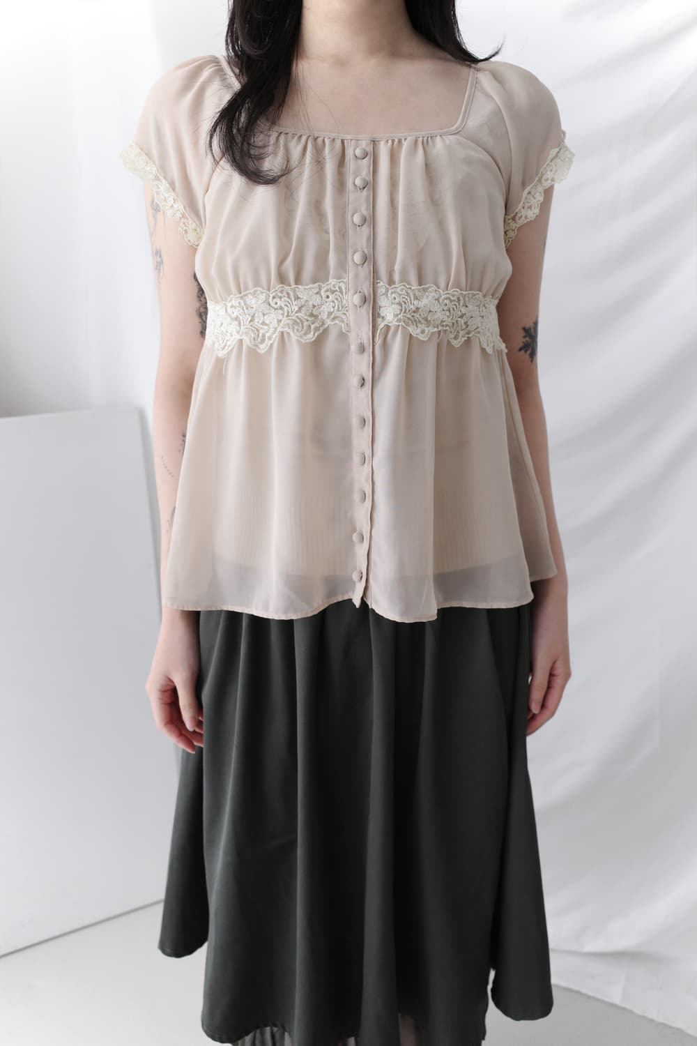 lace see-through blouse 상품이미지5