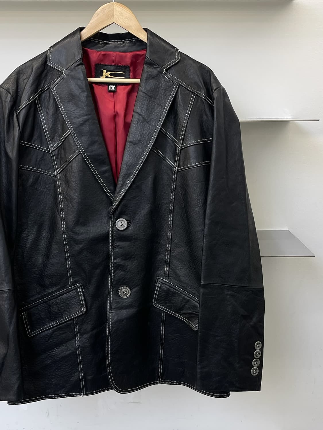 Jc 콘트라스트 스티치 레더 블레이저 상품이미지2