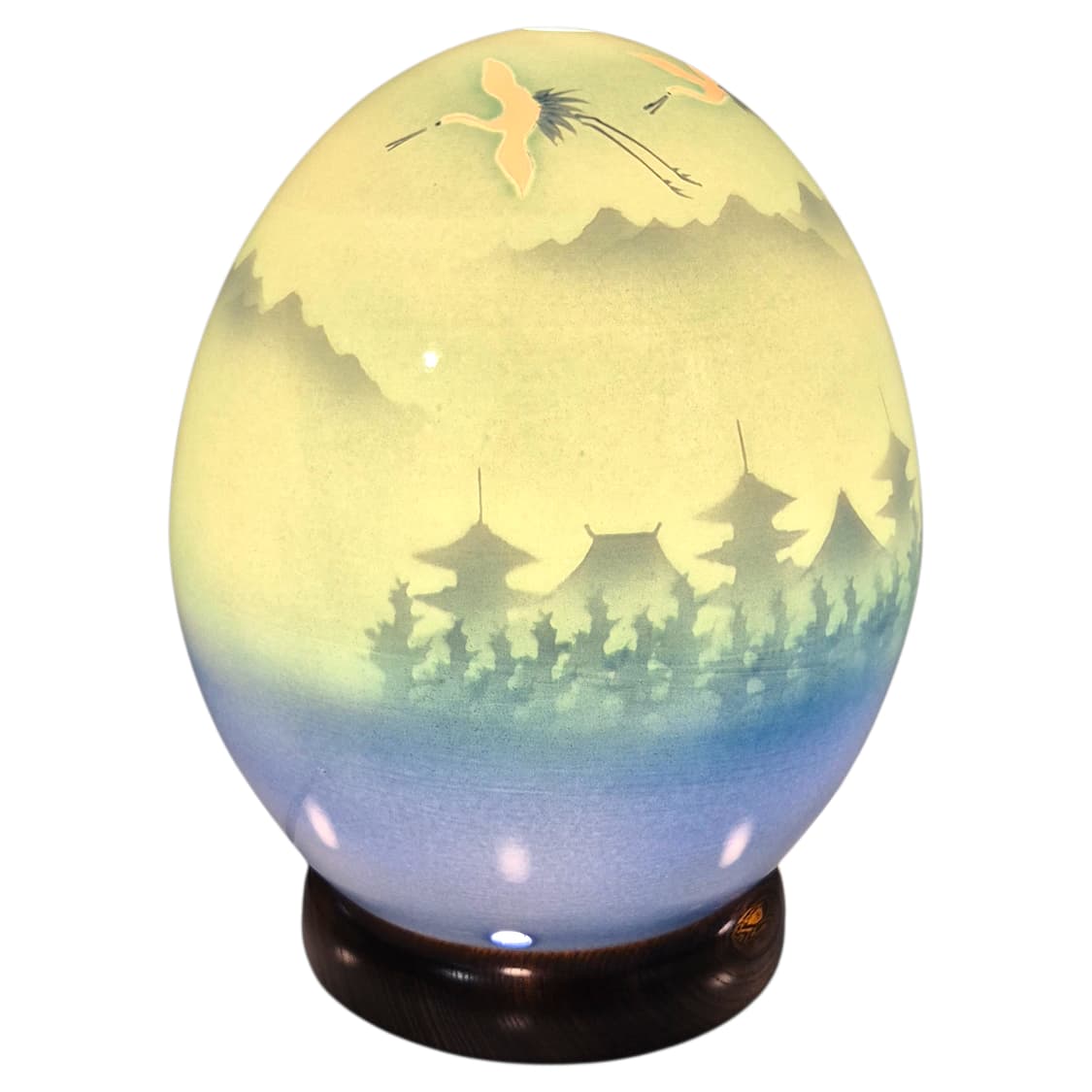 70s 아리타야키 산수화 에그 도자기 대형 조명 상품이미지1