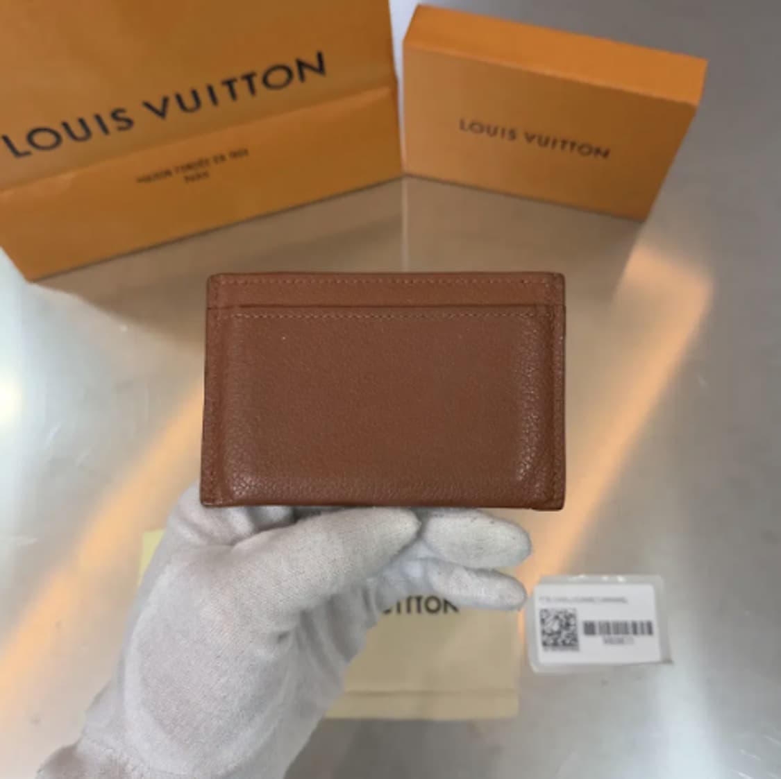 정품] 루이비통 LV 메탈 로고 포켓 오거나이저 카드지갑 브라운 상품이미지4