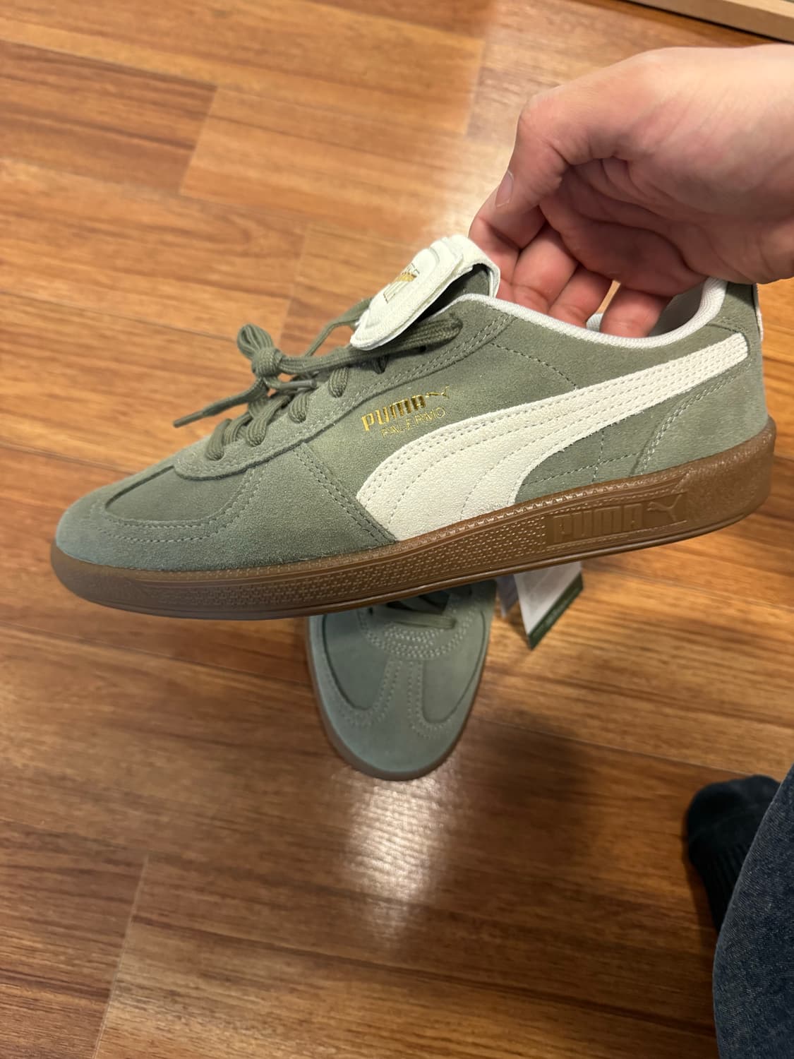 새상품)PUMA 팔레르모 프리미엄 스웨이드 카키 265 상품이미지3
