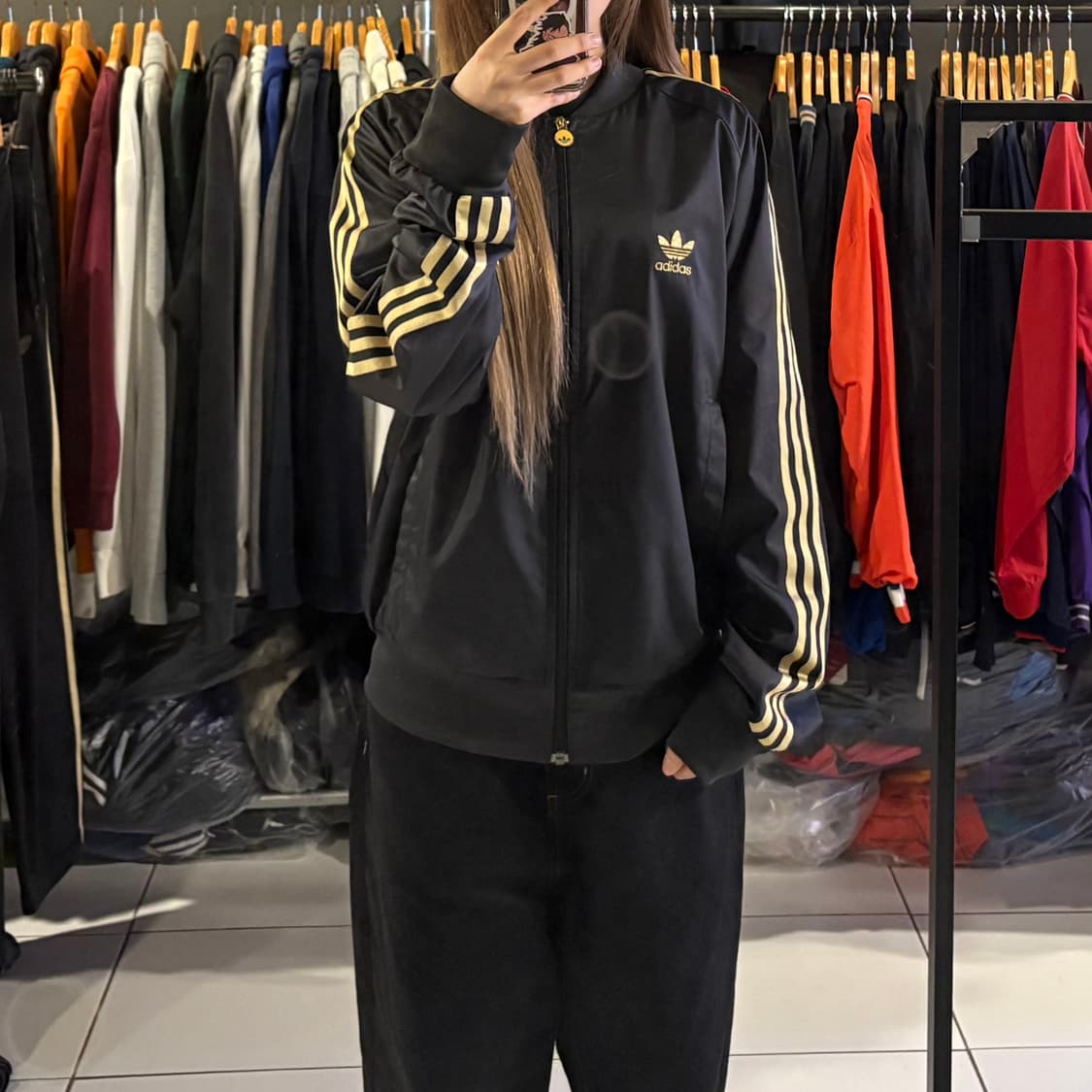 아디다스 검정 골드 오리지널스 바람막이 져지 상품이미지1