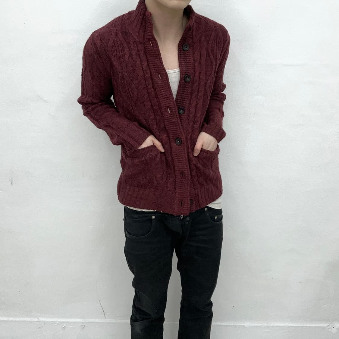 Nicole club burgundy cardigan 상품이미지1