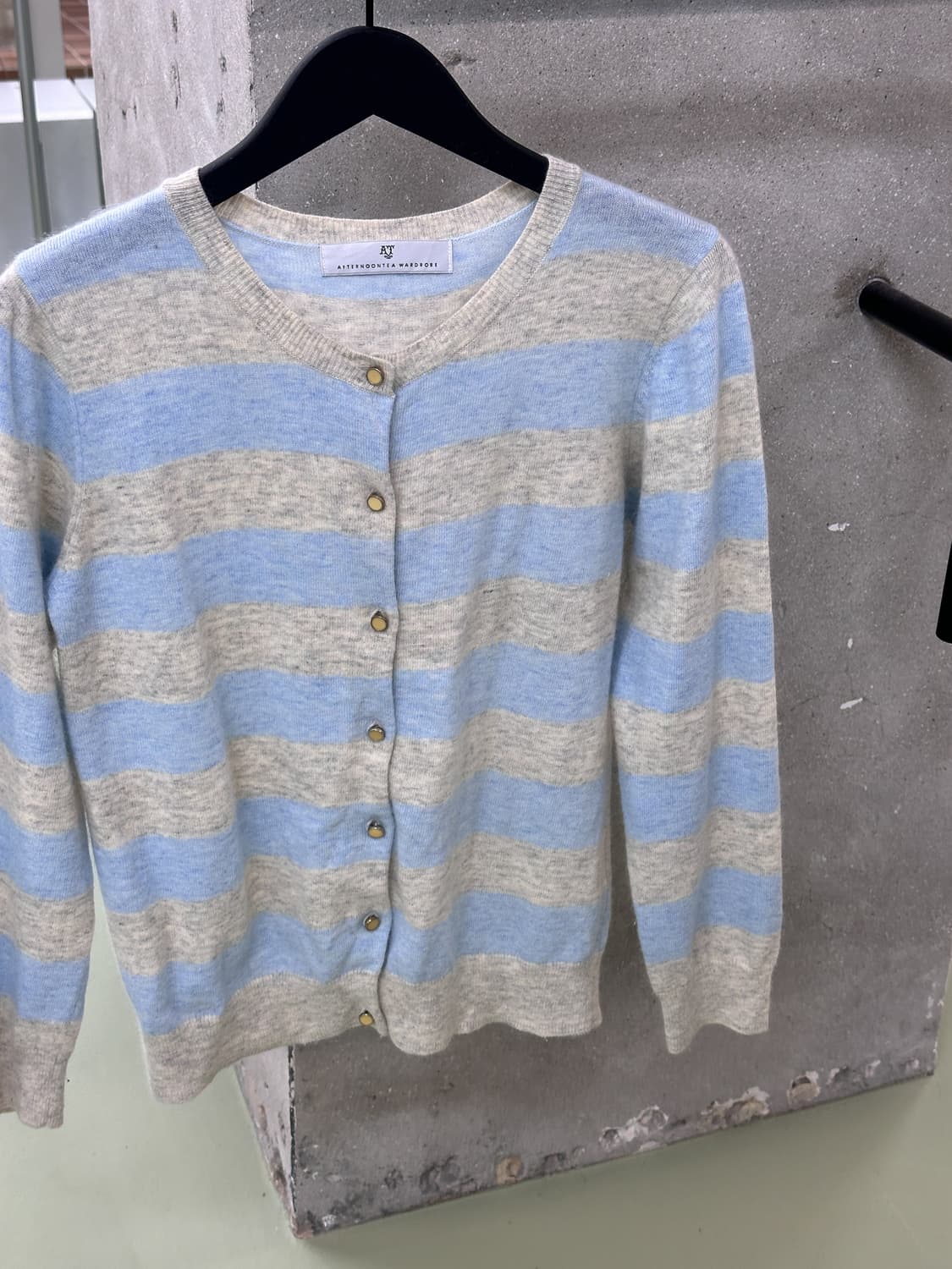 butter/blue stripes knit cardigan 상품이미지3