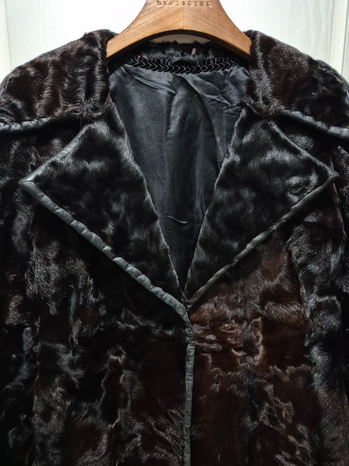 (세일)빈티지 송치 퍼 코트 자켓 다크브라운,블랙 믹스 상품이미지3