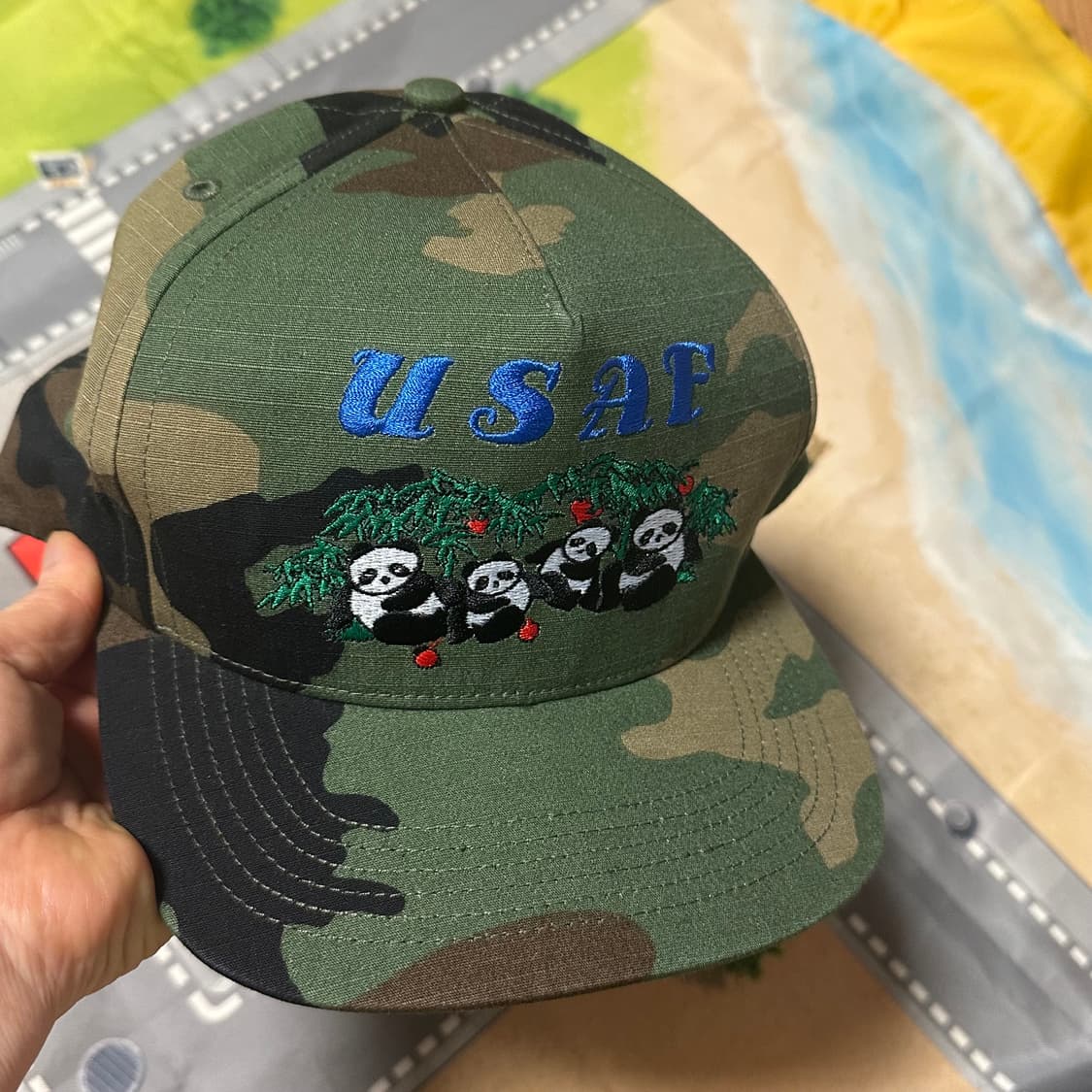 슈프림 판다 5패널 캡 우드랜드카모 17ss 상품이미지2