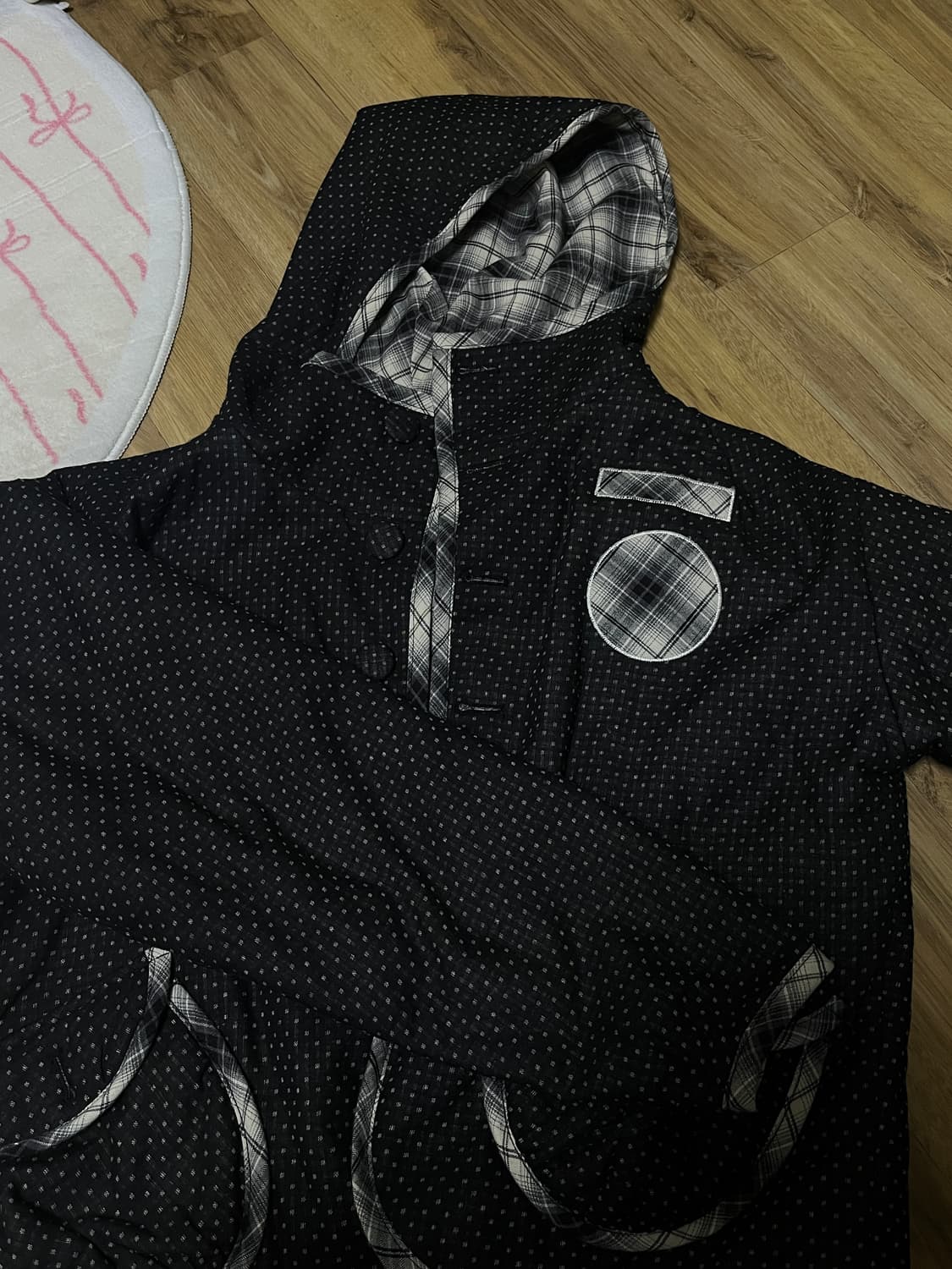 허그유어스킨 체크 리버시블 후드 자켓 (블랙) 상품이미지3