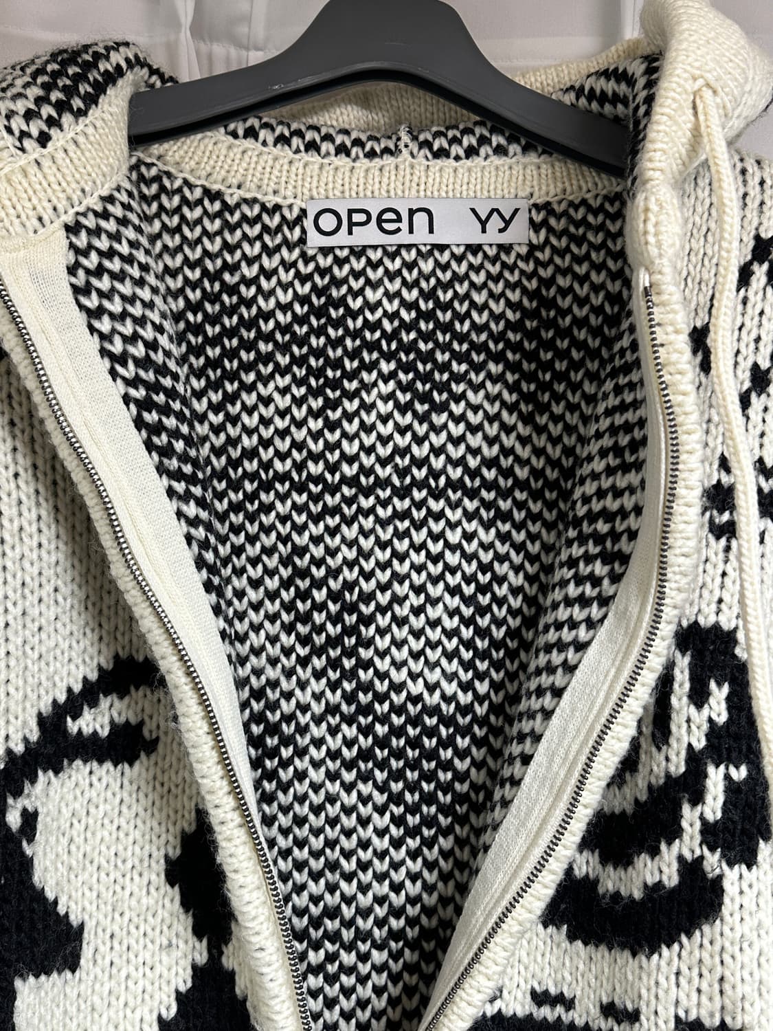 [2] 오픈와이와이 자카드 니트 코위찬 후드집업 상품이미지3