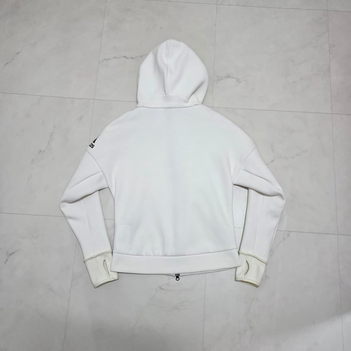 90 여성 아디다스 핑거홀 후드 져지 화이트 상품이미지2