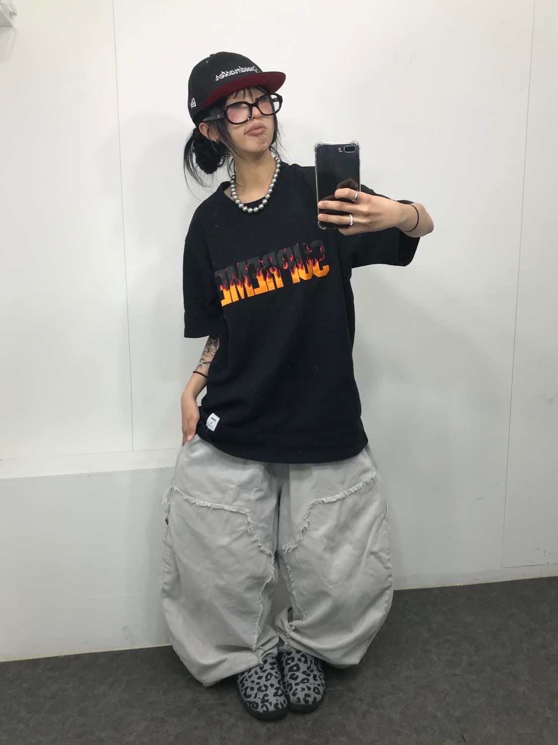 Supreme Flames S/S Top Black - 19FW  상품이미지2