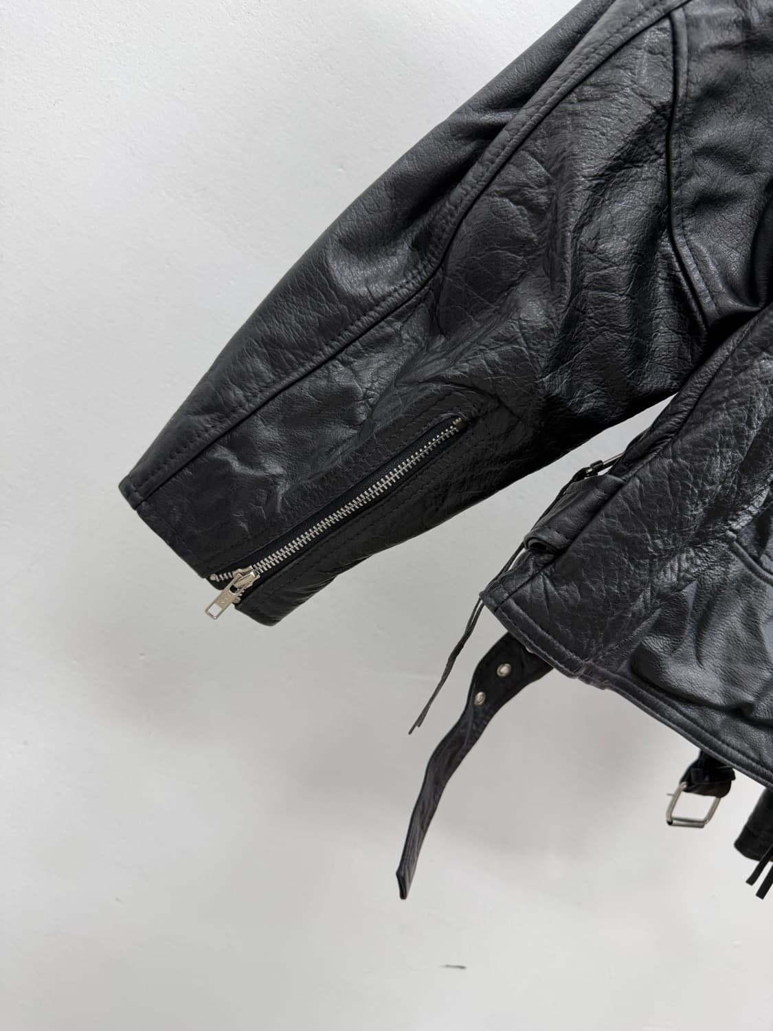 90s Cooper 블랙 라이더 레더 자켓 상품이미지5