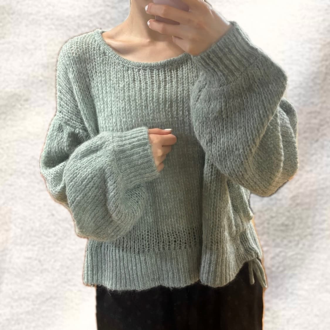 착샷 0/ 빈티지 로울리즈팜 일녀 민트 핀터깔 갸루 니트 상품이미지3