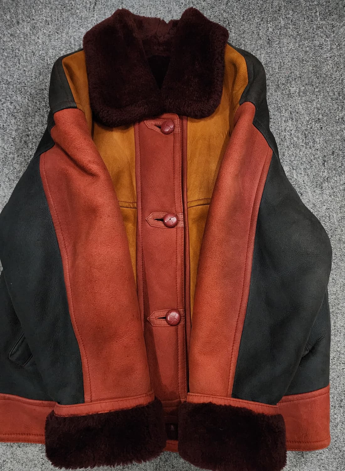 빈티지 빈폴 컬러블록 양가죽 양털 스웨이드 무스탕 95 상품이미지5