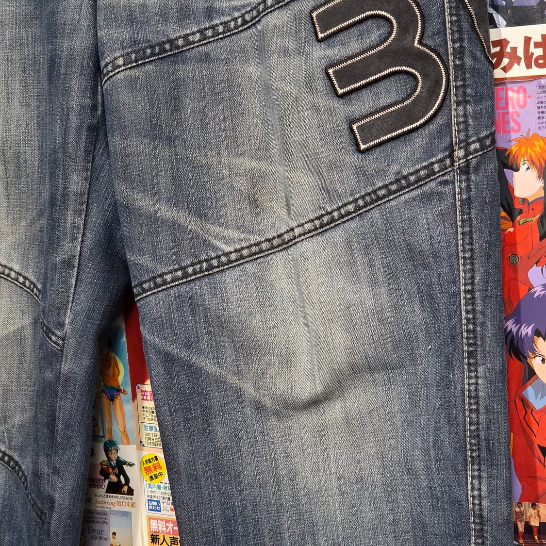 후부 올드스쿨 자수패치 중청 데님 팬츠 상품이미지5